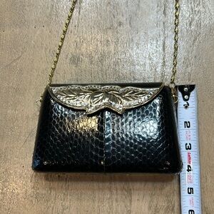 Sasha vintage purse, black with gold tones and rhinestones.